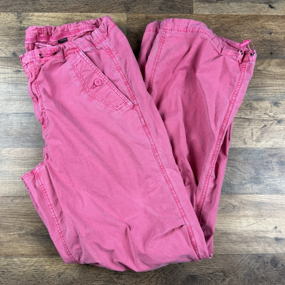 American Eagle Pants Womens‎ S Small Pink Relaxed Fit Mid Rise Stretch Trousers